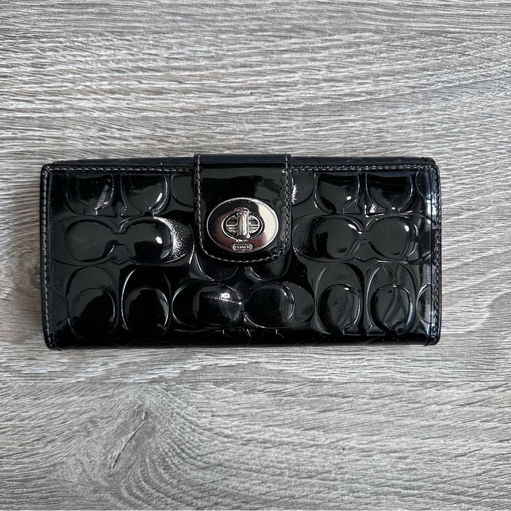 Coach Black Patent Leather Wallet
